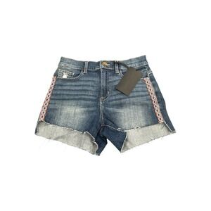 SP Black Label Embroidered‎ Side Tape Denim Cut Off Shorts Medium Wash Size 24